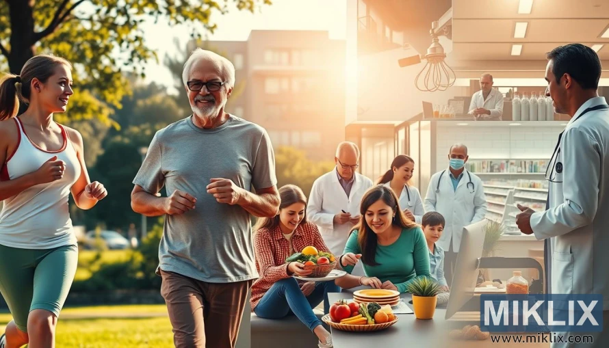 Macem-macem wong jogging, mangan, olahraga, lan ing setelan kesehatan, nglambangake keuntungan NAC. Macem-macem wong jogging, mangan, olahraga, lan ing setelan kesehatan, nglambangake keuntungan NAC.