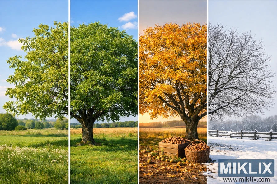Image: Walnut Tree Through the Four Seasons - Miklix