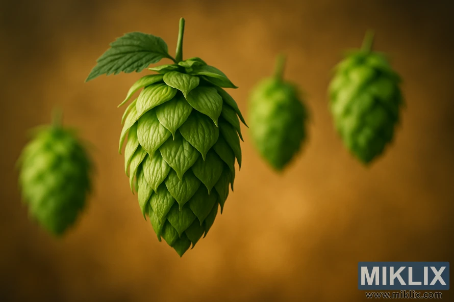 „Pride of Ringwood“ apynių spurgų stambus planas, auksinė šviesa išryškina jų tekstūras.