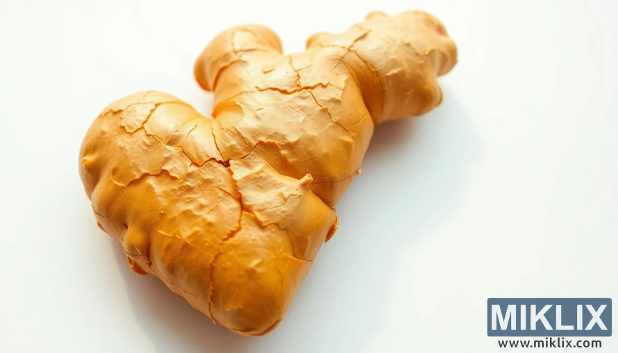 Ρίζα τζίντζερ σε σχήμα καρδιάς σε λευκή επιφάνεια κάτω από απαλό φυσικό φωτισμό. Ρίζα τζίντζερ σε σχήμα καρδιάς σε λευκή επιφάνεια κάτω από απαλό φυσικό φωτισμό.