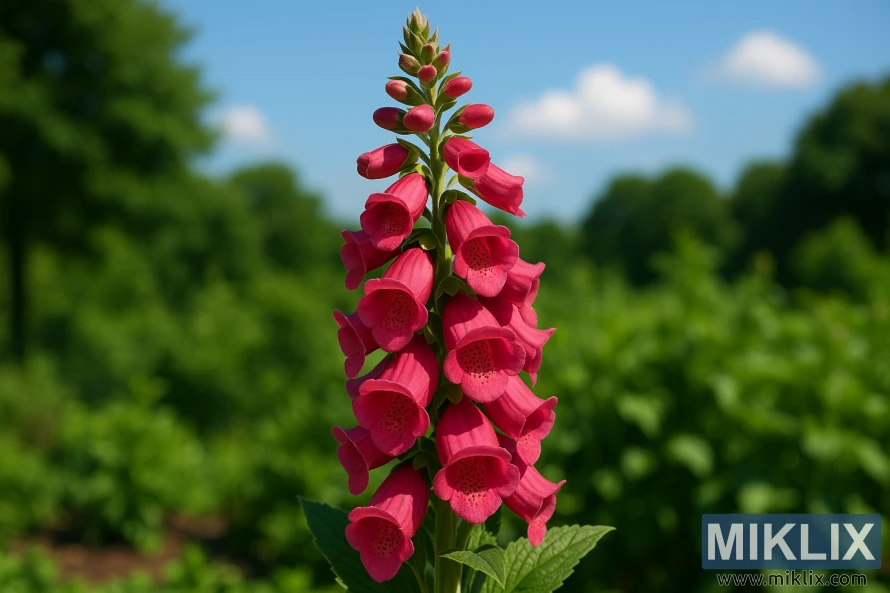 Ելակի աղվեսձկան խոշորացված պատկեր՝ հարուստ վարդագույն-վարդագույն զանգակաձև ծաղիկներով, պայծառ ամառային արևի լույսի ներքո, մեղմ կանաչ այգու ֆոնի վրա: Ելակի աղվեսձկան խոշորացված պատկեր՝ հարուստ վարդագույն-վարդագույն զանգակաձև ծաղիկներով, պայծառ ամառային արևի լույսի ներքո, մեղմ կանաչ այգու ֆոնի վրա: