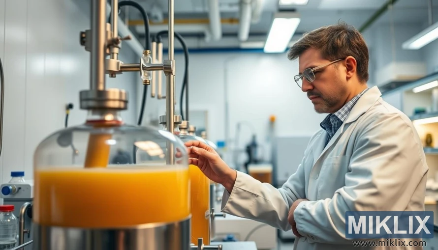 Tehničar proučava posudu za fermentaciju u svetloj laboratoriji, rešavanje problema sa procesom kvasca.