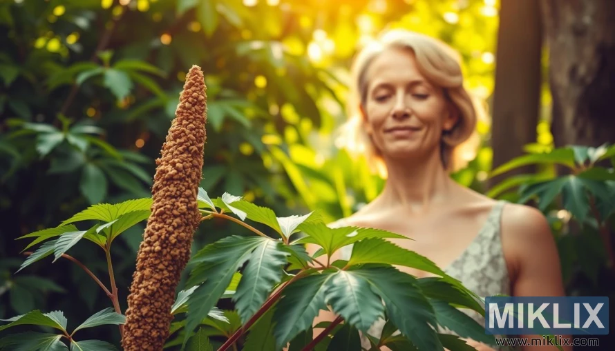 Biljka korijena mace sa zelenim lišćem i spokojna žena u mekom toplom svjetlu. Biljka korijena mace sa zelenim lišćem i spokojna žena u mekom toplom svjetlu.