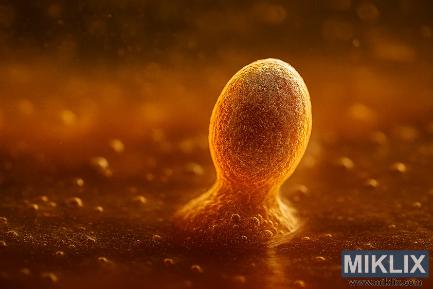 Krupni plan svjetleće ćelije kvasca u jantarnom pivu s mjehurićima i mekim osvjetljenjem Krupni plan svjetleće ćelije kvasca u jantarnom pivu s mjehurićima i mekim osvjetljenjem