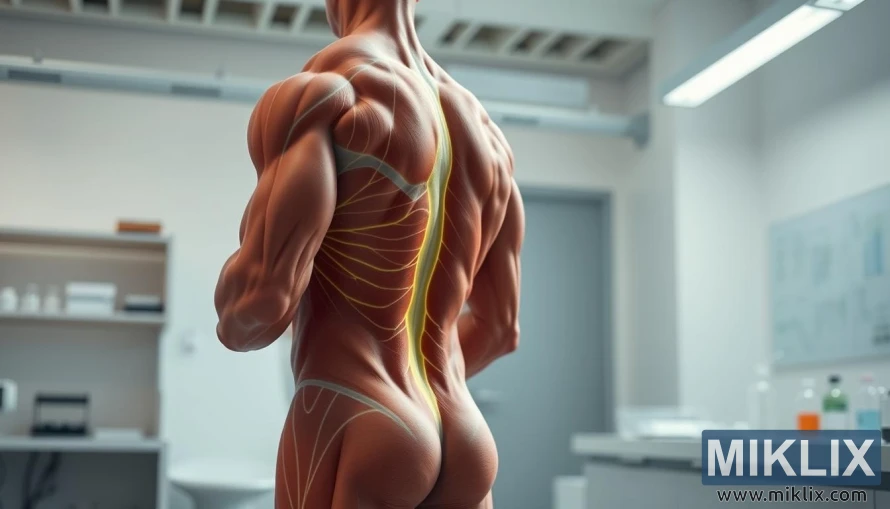 شكل الإنسان العضلي في مختبر سريري يسلط الضوء على ألياف العضلات الغنية بالجلايسين. شكل الإنسان العضلي في مختبر سريري يسلط الضوء على ألياف العضلات الغنية بالجلايسين.