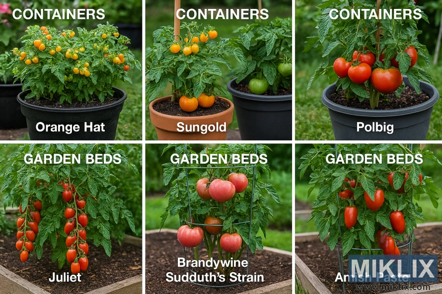 Comparação lado a lado de plantas de tomate cultivadas em vasos e canteiros, mostrando diferentes variedades e hábitos de crescimento. Comparação lado a lado de plantas de tomate cultivadas em vasos e canteiros, mostrando diferentes variedades e hábitos de crescimento.
