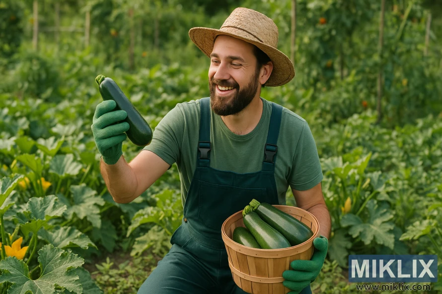 ਤੂੜੀ ਵਾਲੀ ਟੋਪੀ ਪਹਿਨੇ ਮੁਸਕਰਾਉਂਦਾ ਮਾਲੀ ਇੱਕ ਹਰੇ ਭਰੇ ਬਾਗ਼ ਵਿੱਚੋਂ ਪੱਕੀਆਂ ਉਲਚੀਨੀ ਚੁਗਦਾ ਹੋਇਆ। ਤੂੜੀ ਵਾਲੀ ਟੋਪੀ ਪਹਿਨੇ ਮੁਸਕਰਾਉਂਦਾ ਮਾਲੀ ਇੱਕ ਹਰੇ ਭਰੇ ਬਾਗ਼ ਵਿੱਚੋਂ ਪੱਕੀਆਂ ਉਲਚੀਨੀ ਚੁਗਦਾ ਹੋਇਆ।
