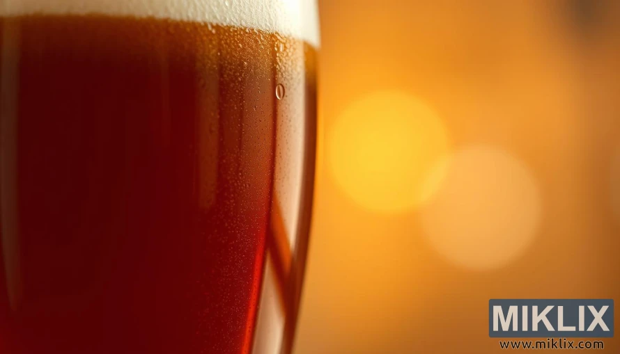 Krupni plan čaše tamno jantarnog piva Special B slada s kremastom pjenom.