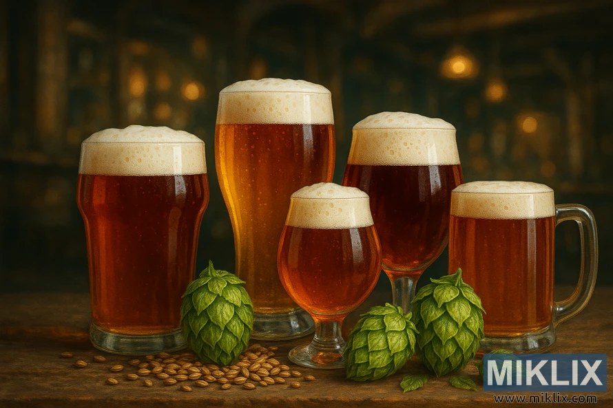एटलस हॉप्स और अनाज के साथ बीयर शैलियों का स्थिर जीवन प्रदर्शन। एटलस हॉप्स और अनाज के साथ बीयर शैलियों का स्थिर जीवन प्रदर्शन।