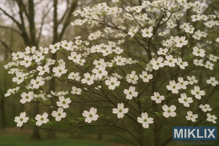 Un sanguinyol florit amb flors blanques i fulles verdes a la llum del sol de principis de primavera.