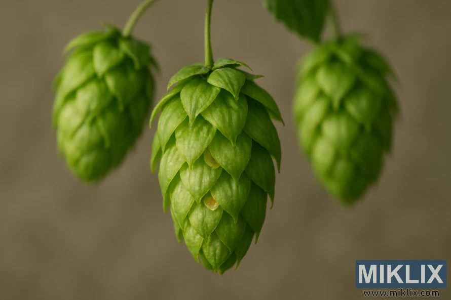 Vibrant green Northern Brewer hops, their cone-shaped buds glistening under soft, diffuse lighting. Close-up, the delicate, papery bracts are visible, their edges slightly curled, revealing the golden lupulin glands within. The hops seem to float weightlessly against a neutral, out-of-focus background, their verdant tones contrasting with the muted, earthy tones. The overall impression is one of natural beauty and the humble, yet essential, role these hops play in the art of beer brewing.